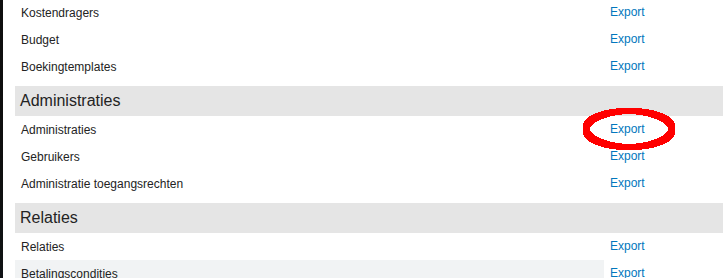 Exact Online Administration code